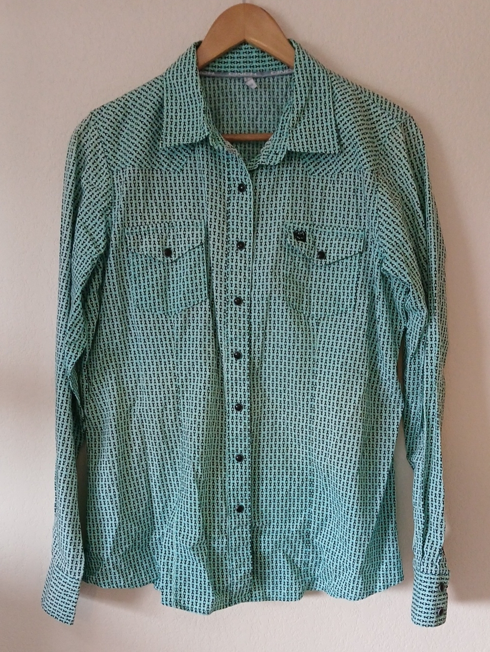 Cinch Light Green Print Snap Button Western Shirt
